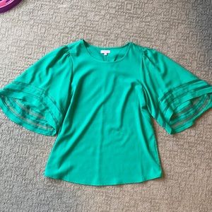 Pink Lily Flowy Green Blouse Shirt